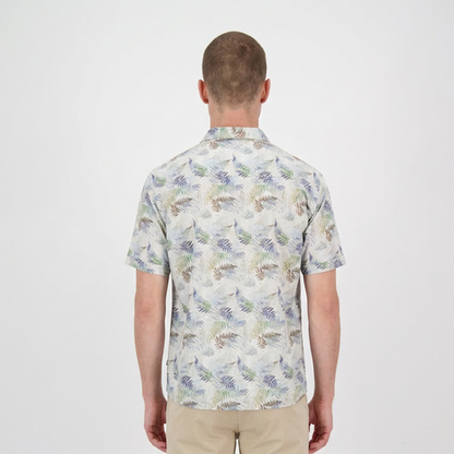 Camisa de manga corta con estampado tropical de hojas