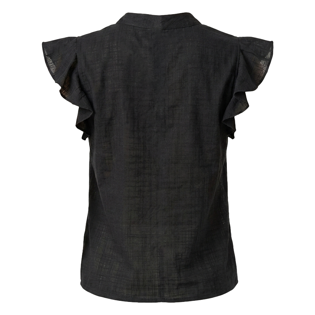 Blusa Negra Mujer Cuello Mao Diseño Artesanal Algodón Ligero