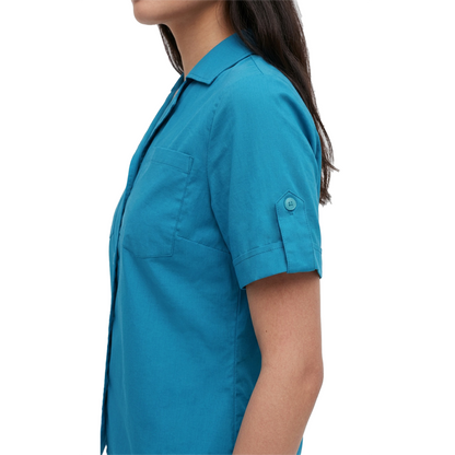 Blusa de Manga Corta con Cuello Solapa Verde Petroleo