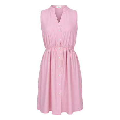 Vestido sin mangas con botones frontales rosa
