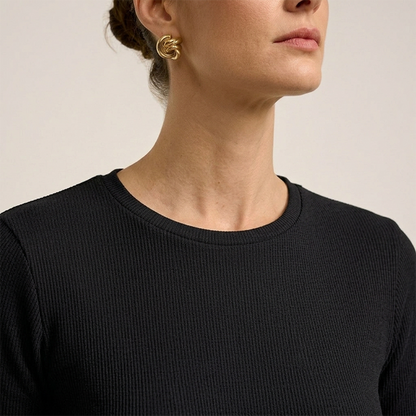 Blusa Acanalada Manga Corta Negro