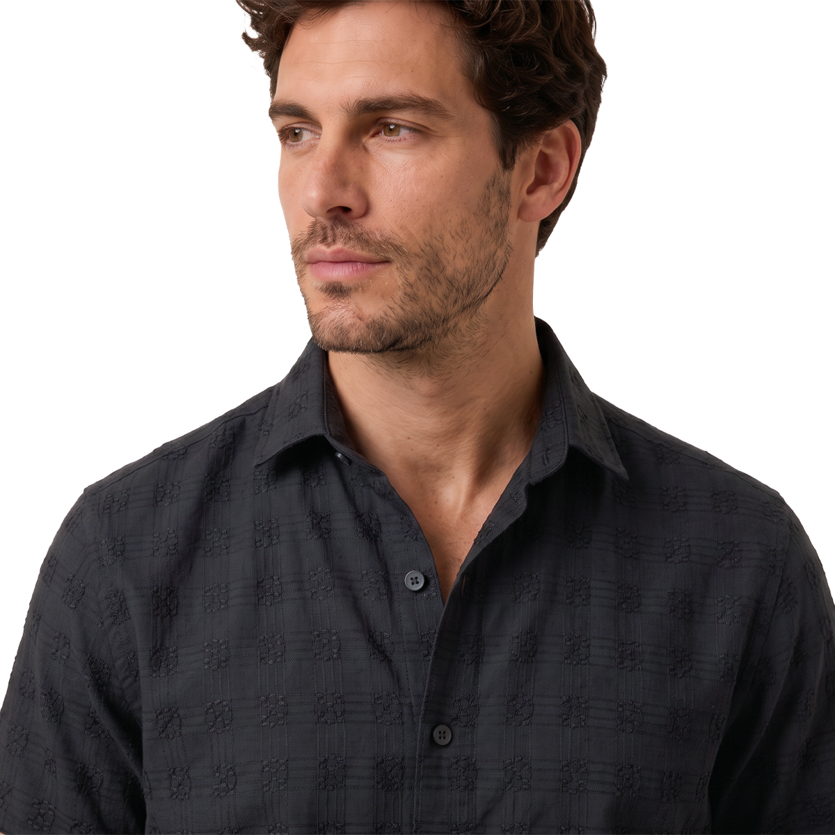 Camisa de manga corta con estampado tonal para hombre