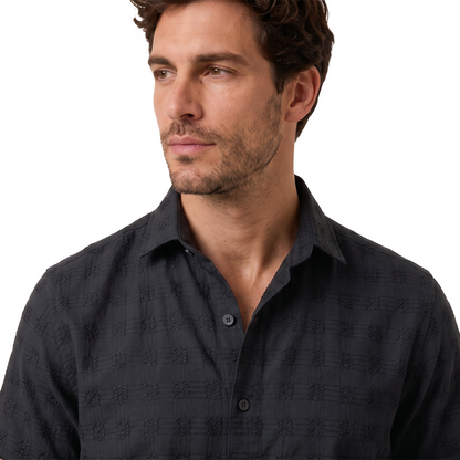 Camisa de manga corta con estampado tonal para hombre