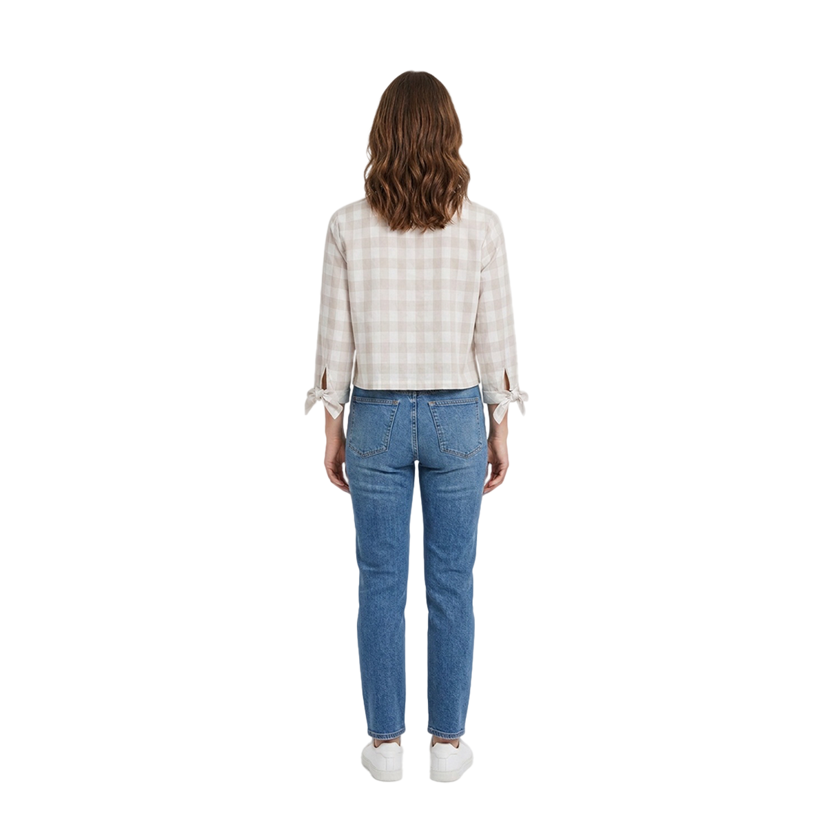 Blusa RAMS a Cuadros Beige y Blanco