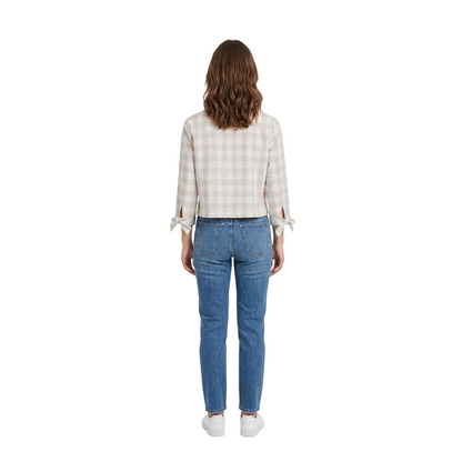 Blusa RAMS a Cuadros Beige y Blanco
