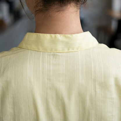 Blusa de Manga Corta con Cuello Mao Amarilla