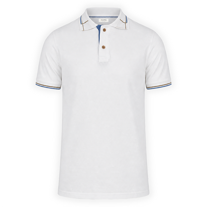 Playera Blanca Tipo Polo Hombre Slim Fit Diseño Moderno Casual