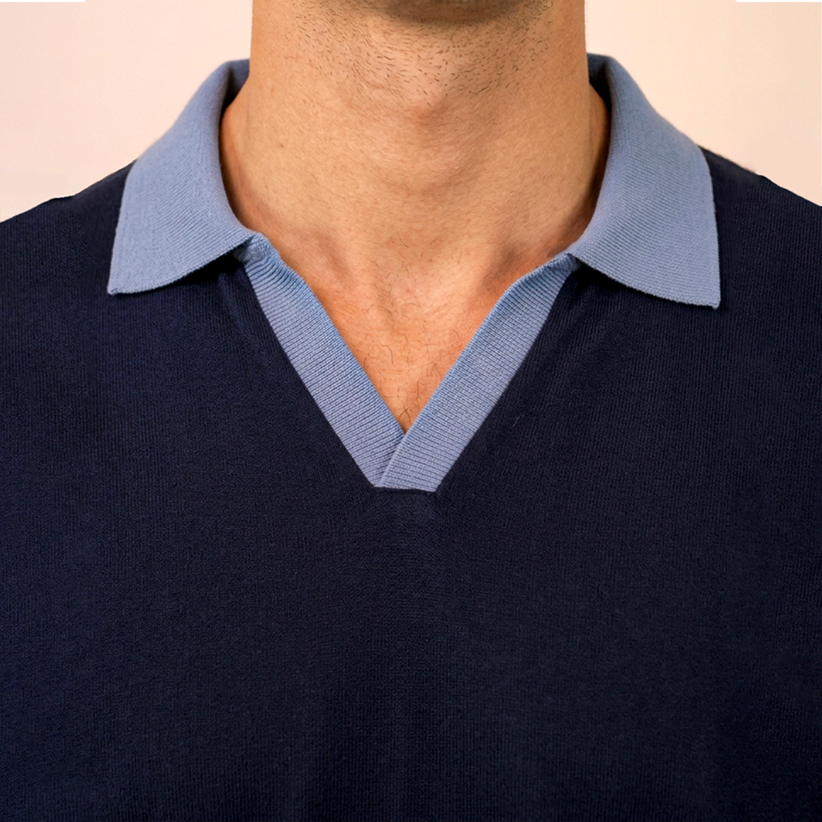 Playera Polo Bicolor Azul Marino y Celeste
