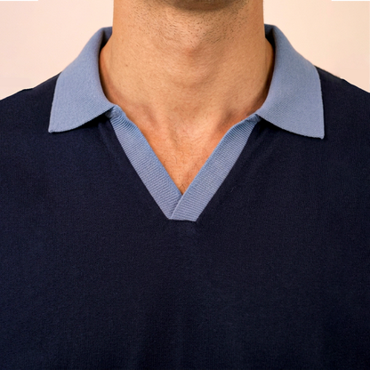 Playera Polo Bicolor Azul Marino y Celeste