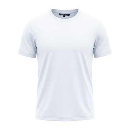 Men's Basic Muscle Fit White Cotton Crew Neck T-Shirt