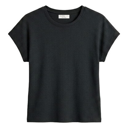 Blusa Acanalada Manga Corta Negro