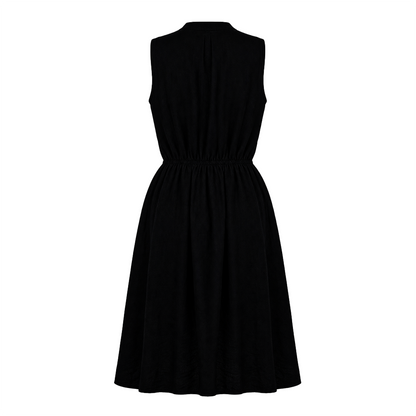 Vestido Negro Sin Mangas con Botones Frontales