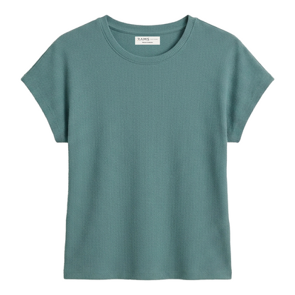 Blusa de manga corta texturizada en color verde