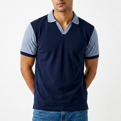 Playera Polo Bicolor Azul Marino y Celeste