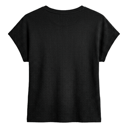 Blusa Acanalada Manga Corta Negro