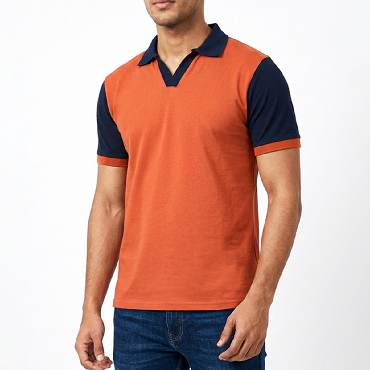 Playera Polo Bicolor Shedron con Azul Marino