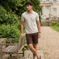 Polo manga corta para hombre con textura waffle color crema