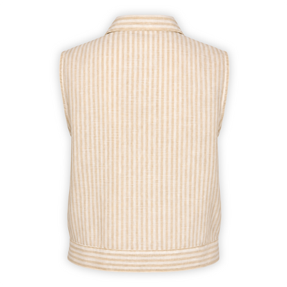 Blusa Mujer Camisera Sisada Con Rayas Verticales Y Bolsillos