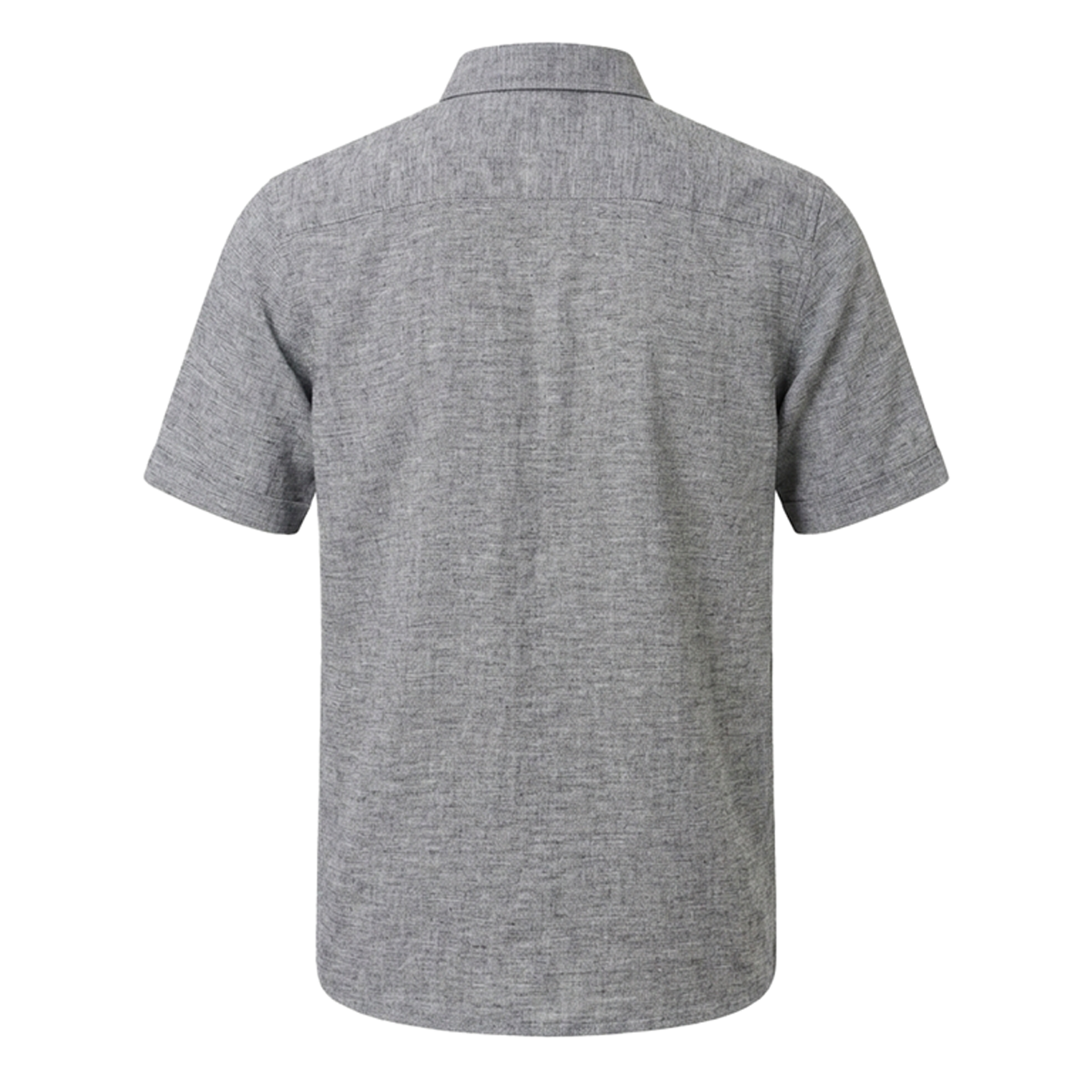 Camisa Tipo Guayabera Negro Jaspe Hombre con Alforzas y Bolsa