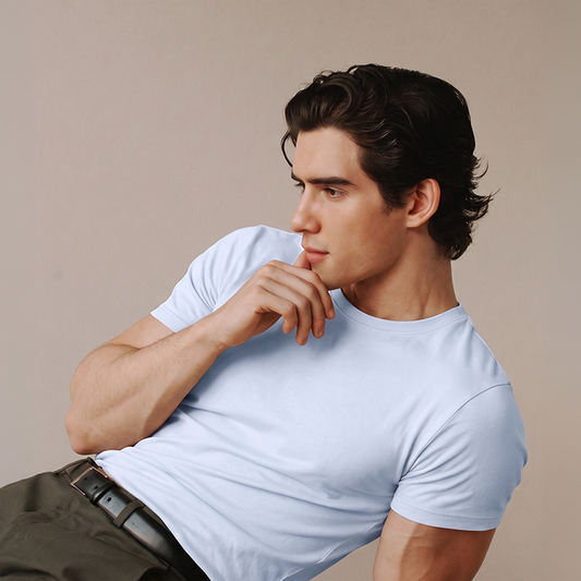 Playera Blanca Básica Muscle Fit de Algodón Cuello Redondo Caballero