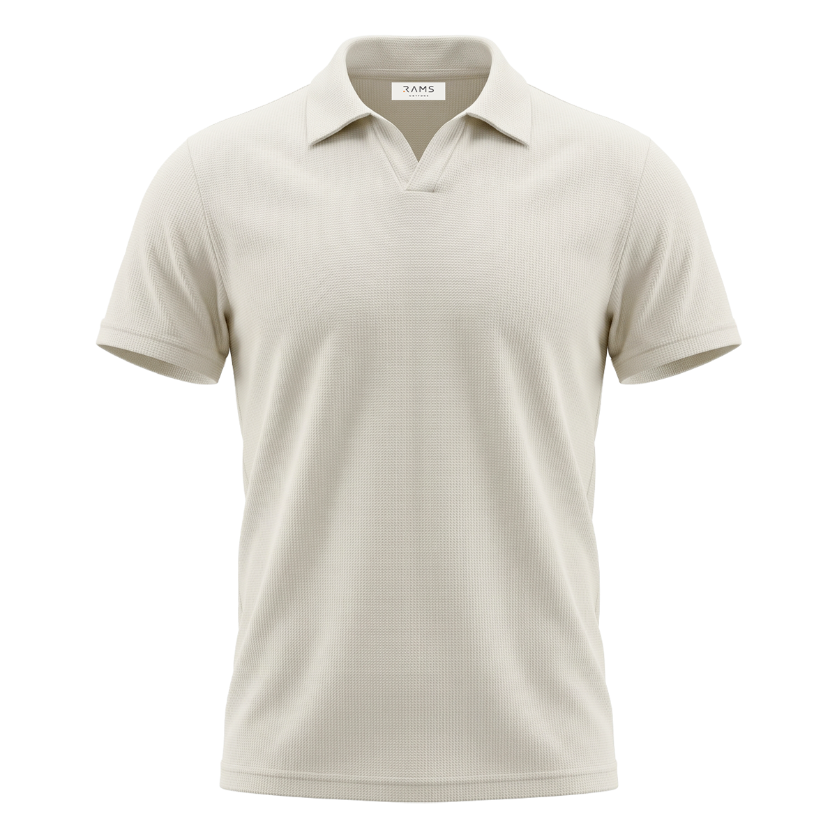 Polo manga corta para hombre con textura waffle color crema