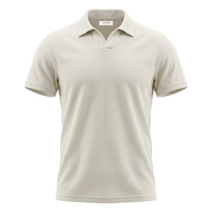 Polo manga corta para hombre con textura waffle color crema