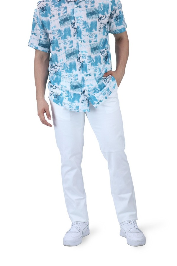 Pantalón Blanco Slim Fit De Gabardina De Algodón Para Caballero