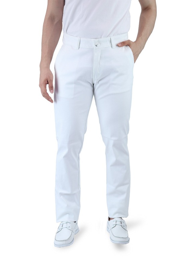 Pantalón Blanco Slim Fit De Gabardina De Algodón Para Caballero