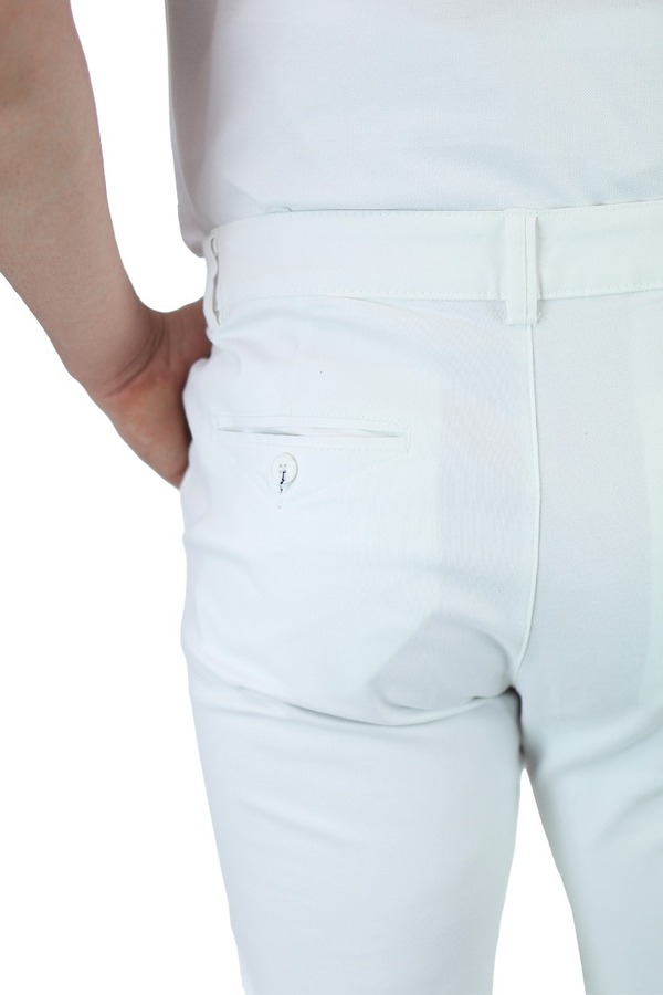 Pantalón Blanco Slim Fit De Gabardina De Algodón Para Caballero