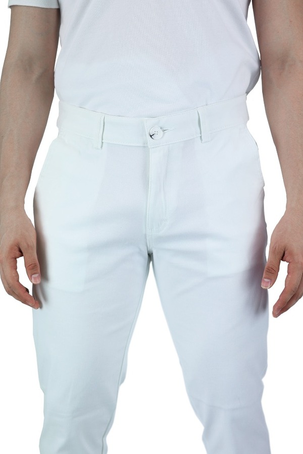 Pantalón Blanco Slim Fit De Gabardina De Algodón Para Caballero