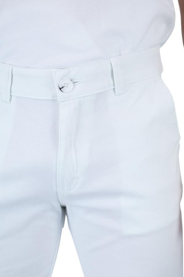 Pantalón Blanco Slim Fit De Gabardina De Algodón Para Caballero