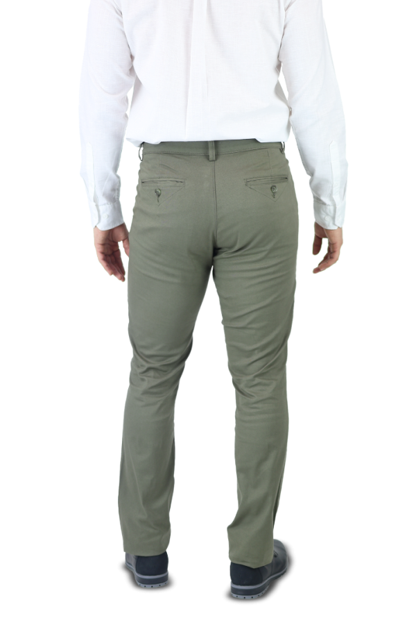 Pantalón Strech de Vestir Alta Calidad Verde Militar Slim Fit Algodón Premium
