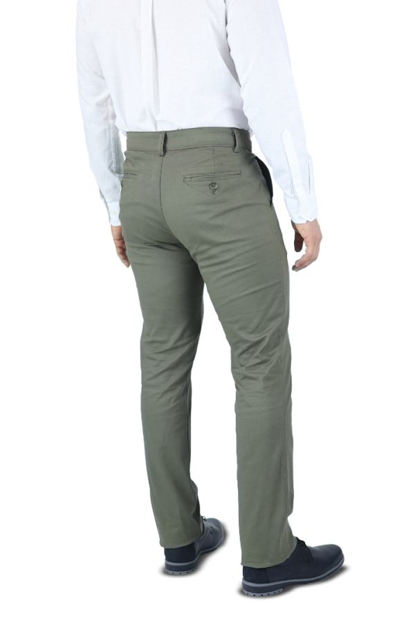 Pantalón Strech de Vestir Alta Calidad Verde Militar Slim Fit Algodón Premium