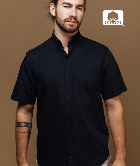 Camisa Básica Color Negro Manga Corta Con Bolsa  Algodón Premium