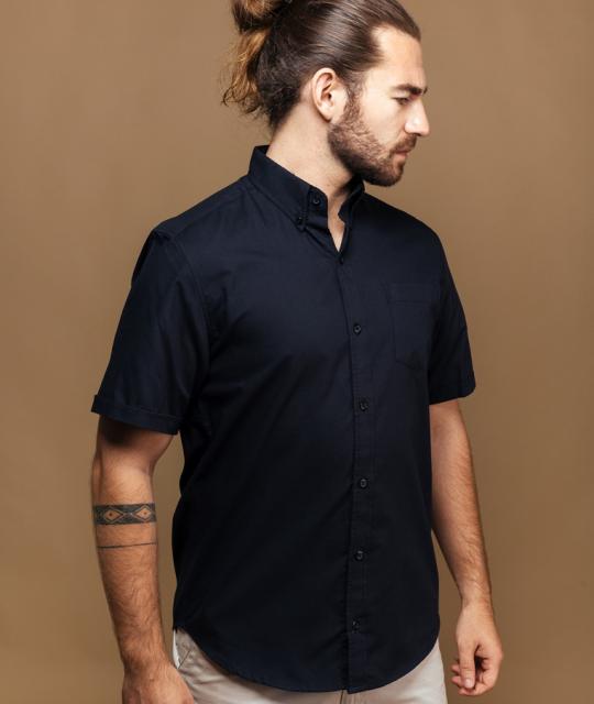 Camisa Básica Color Negro Manga Corta Con Bolsa  Algodón Premium