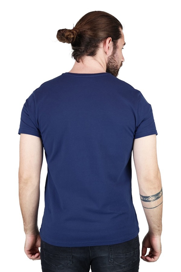 Playera Manga Corta Azul Marino Stretch Cuello Redondo Para Caballero