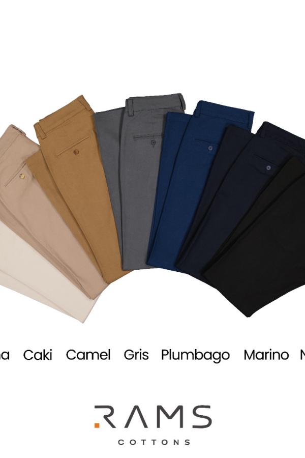 Pantalón Color Caqui Regular Stretch De Algodón Para Caballero