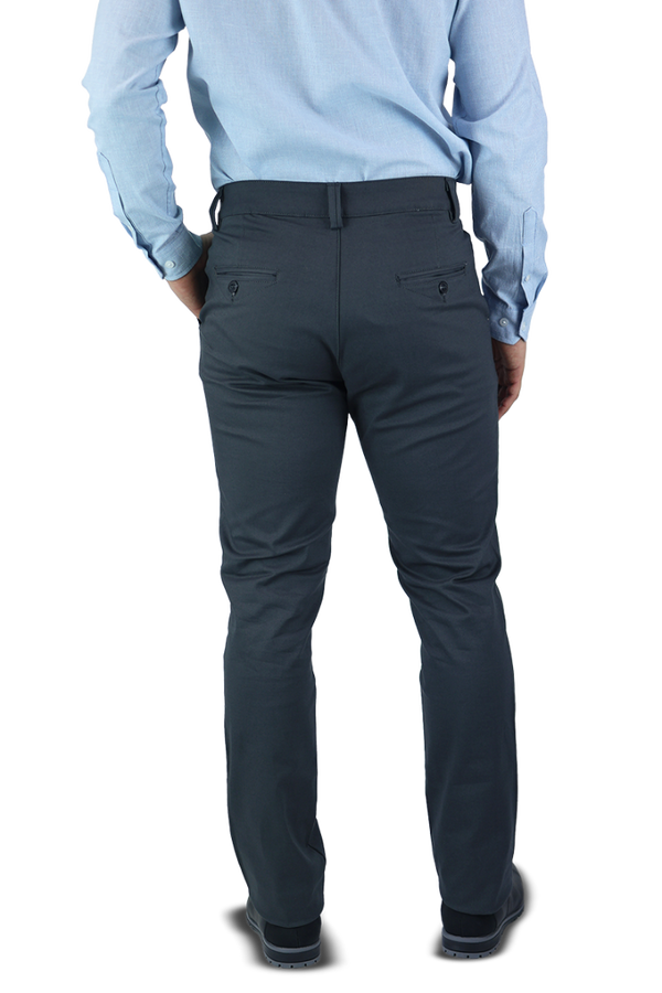 Pantalón Stretch Color Gris Slim Fit De Algodón Para Hombre