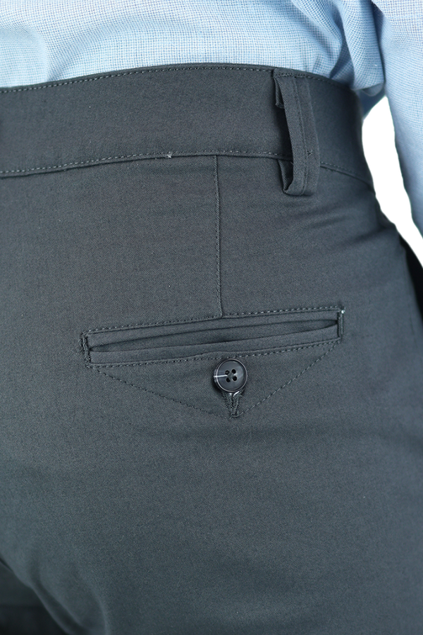 Pantalón Stretch Color Gris Slim Fit De Algodón Para Hombre