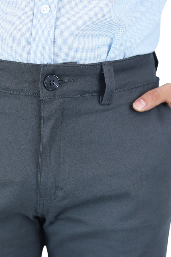 Pantalón Stretch Color Gris Slim Fit De Algodón Para Hombre